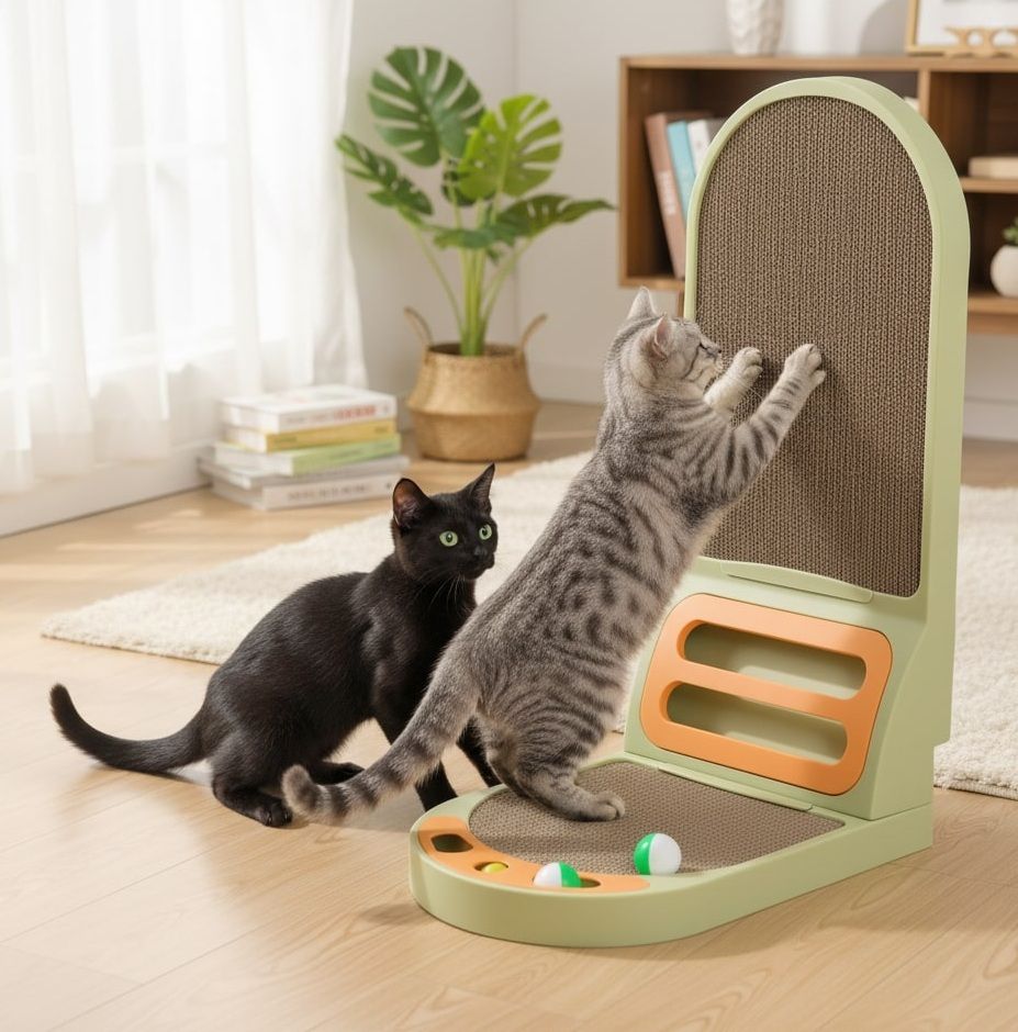 Vertical Cat Scratching Board with Built - In Ball Toy